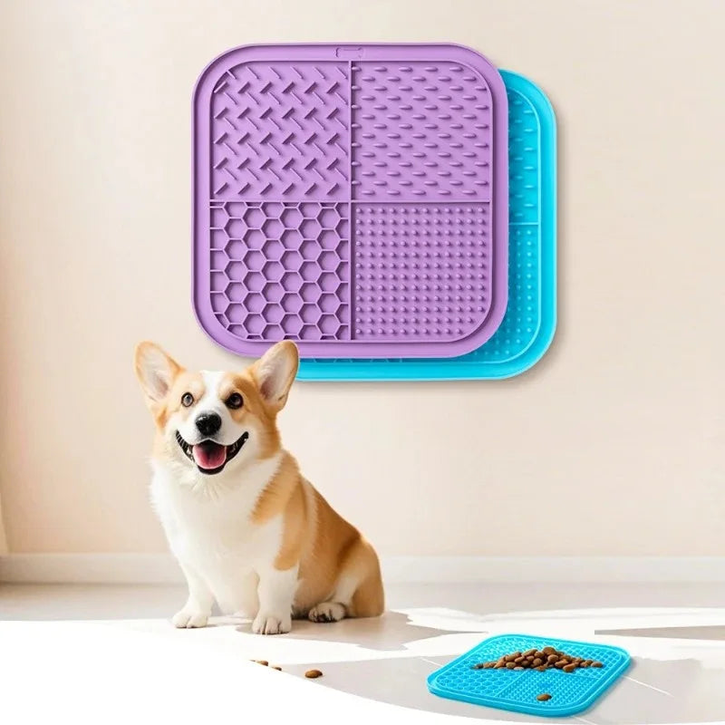 BPA-Free Silicone Pet Lick Mat: 4-Texture Slow Feeder with Powerful Suction Cups
