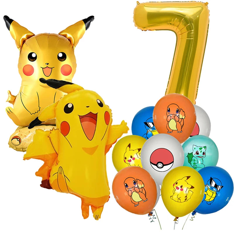 New pokemon birthday party pikachu decoration Balloon Disposable Tableware Tablecloth Straws Cup Plates Baby Shower Supplies Toy
