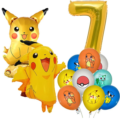New pokemon birthday party pikachu decoration Balloon Disposable Tableware Tablecloth Straws Cup Plates Baby Shower Supplies Toy