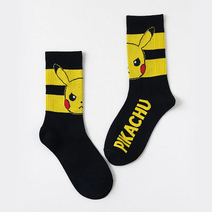 1/3 Pairs Pokémon Pikachu Cartoon Cute Knitted Mid-Calf Socks for Men and Women