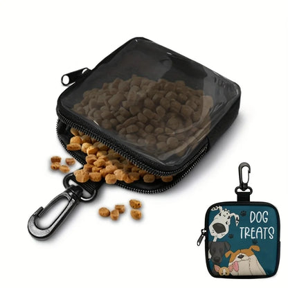 1pc Dog Print Dog Treat Bag with Hook and Zipper Pet Training Set Puppy Pet Training Walking Bag Dog Training Accessories