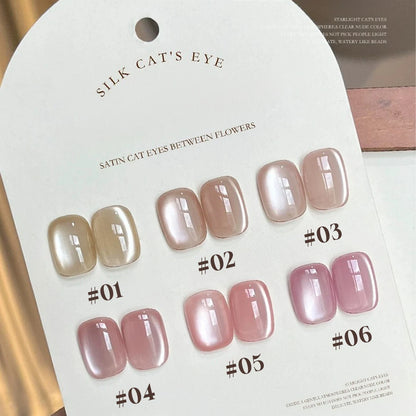 MIANEL 1-16PCS Light Smoke Magnet Cat Eye Gel Nail Polish 2025 New Glass Bead Nude Pink Nail Glue Pink Nails Blue Nails Nail Art