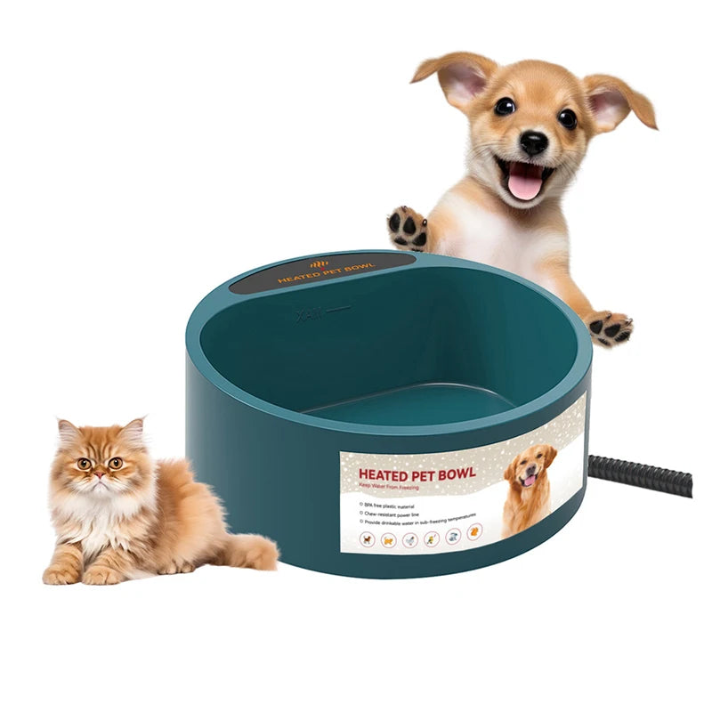 Dog Heated Water Bowl Pet Thermostatic Dog Bowl for Cats Dogs Chicken Birds Outdoor Winter Dog Bowl 2.2L Water Bottle