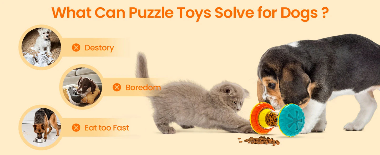 Interactive Dog Puzzle Toy & Slow Feeder: Adjustable Treat Dispensing Enrichment Toy