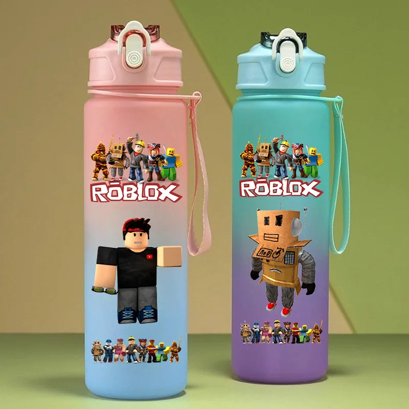Roblox Anime Cartoon Straw Drink Bottle 750ml Gradient Color Water Cup Game Student Daily Necessities Gourde Boy Holiday Gift