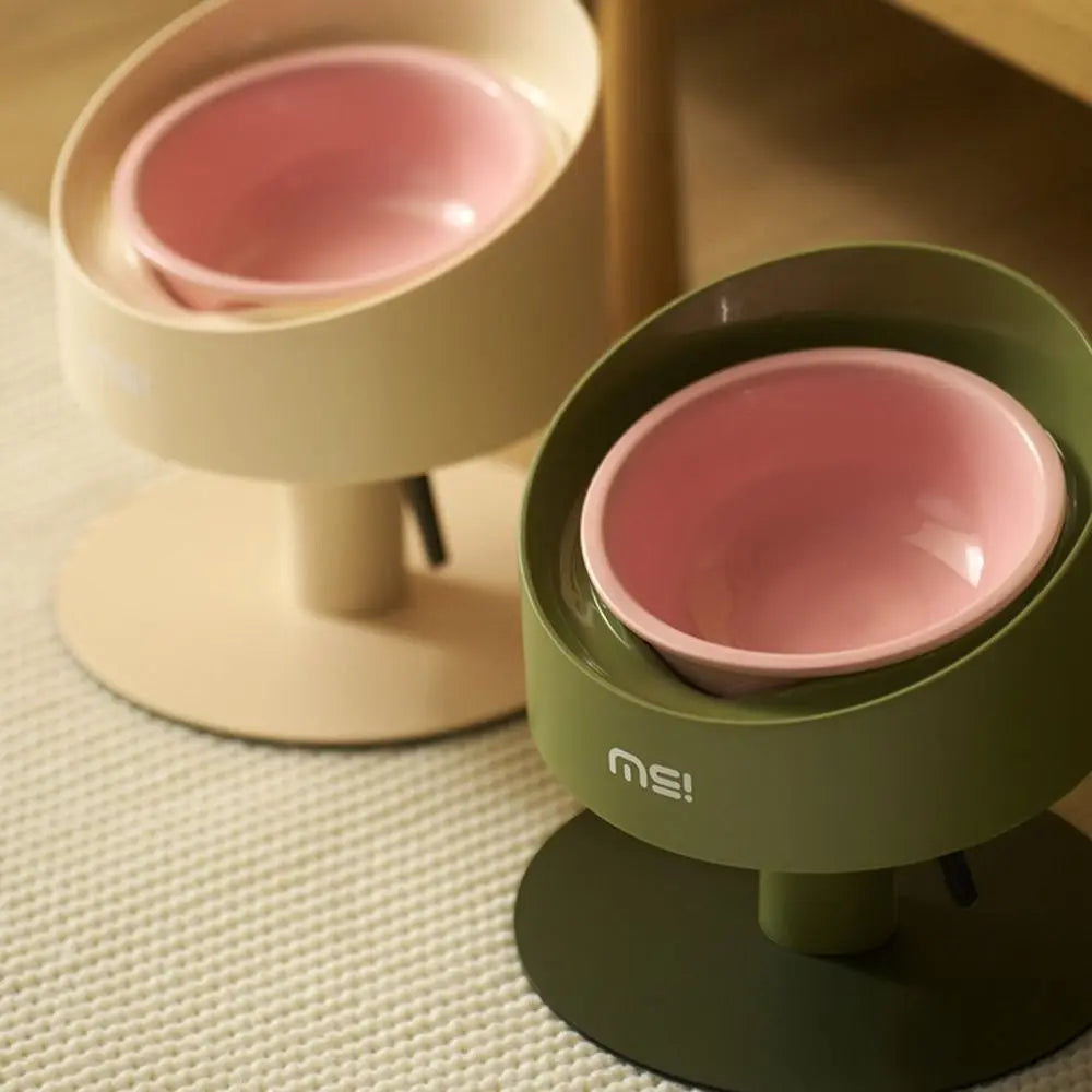 Cat Food Bowl Adjustable Cat Ceramic Bowl Non-Slip Flower Shaped Pet Water Bowl Neck Protection Anti Vomiting Bowl Pet Supplies