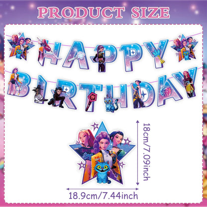 K-Pop Hunters "Starry Night" Deluxe Party Kit: Giant Backdrop, Banner & Balloon Set