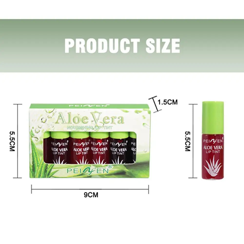 6 Color Lip Tint Stain Set Plumping Liquid Lipstick Aloe Vera Watery Lip Stain Lip Gloss Multi-use Moisturizing Lip & Cheek Tint