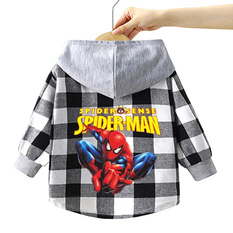 Boys Spiderman Hooded Jackets 1-10 Years Girls Spring Autumn Stitch Print Sports Coats Children Cartoon Outerwear Kids Clothes