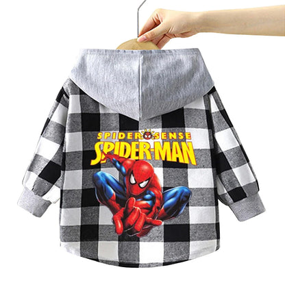 Boys Spiderman Hooded Jackets 1-10 Years Girls Spring Autumn Stitch Print Sports Coats Children Cartoon Outerwear Kids Clothes