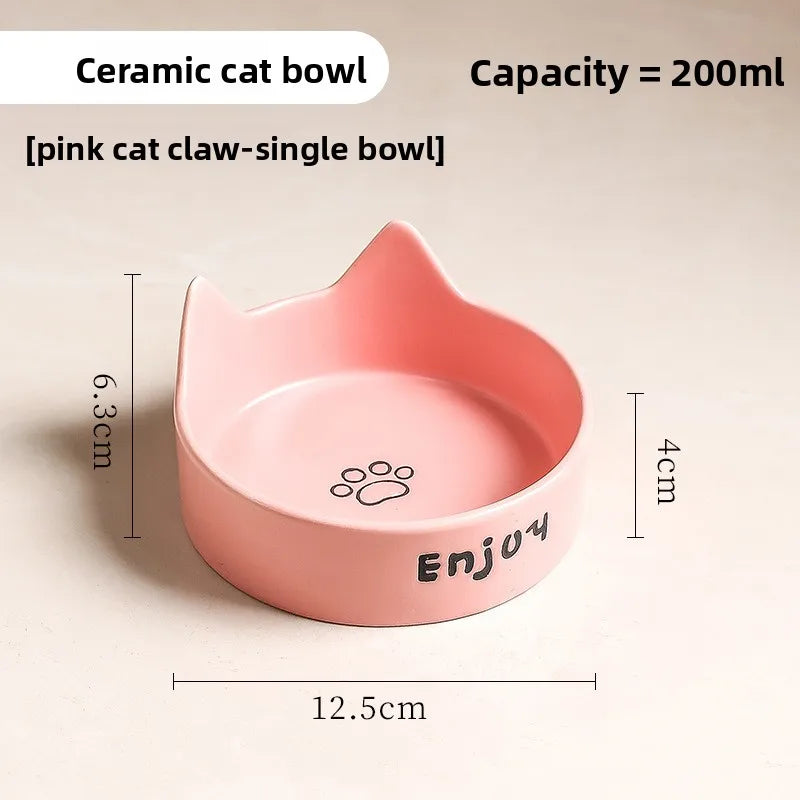 Cat Bowl Black Ceramic Dog Bowl Black Bowl Cat Food Bowl Dog Bowl Dog Drinking WaterCatFood Bowl Pet Water Bowl Anti-overturning