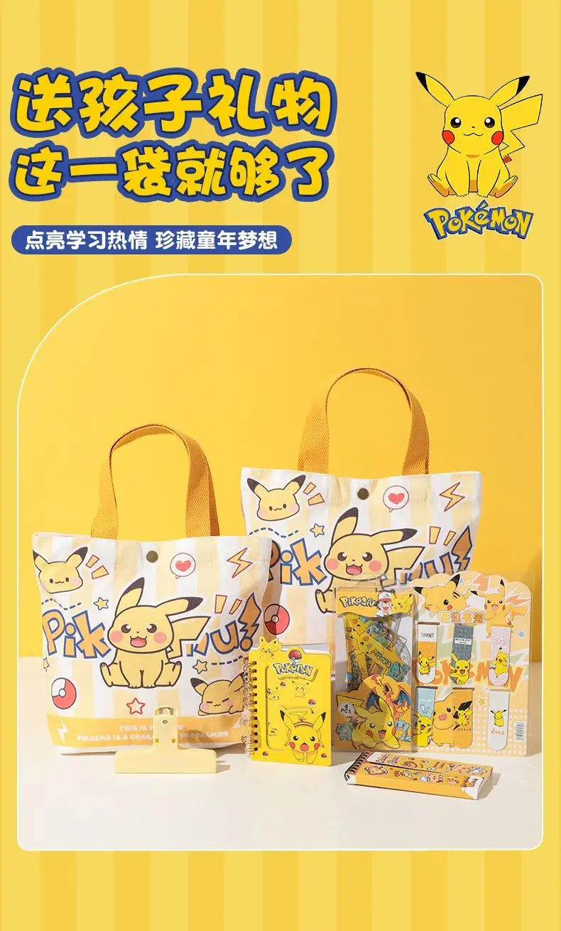 Cute Pokemon Pikachu Canvas Tote Bag Cartoon Anime Shopping Bag Reusable Lightweight school Portable Bag Daily Travel Gift Bag