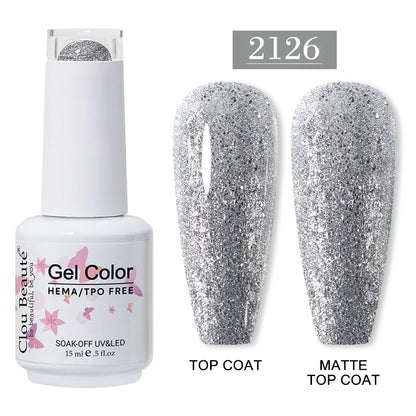 Clou Beaute 15ml Red Color Gel Polish Vernis Semi Permanent UV Varnish Gel Nail Polish Hema TPO Free Nails Art Manicure TOP BASE