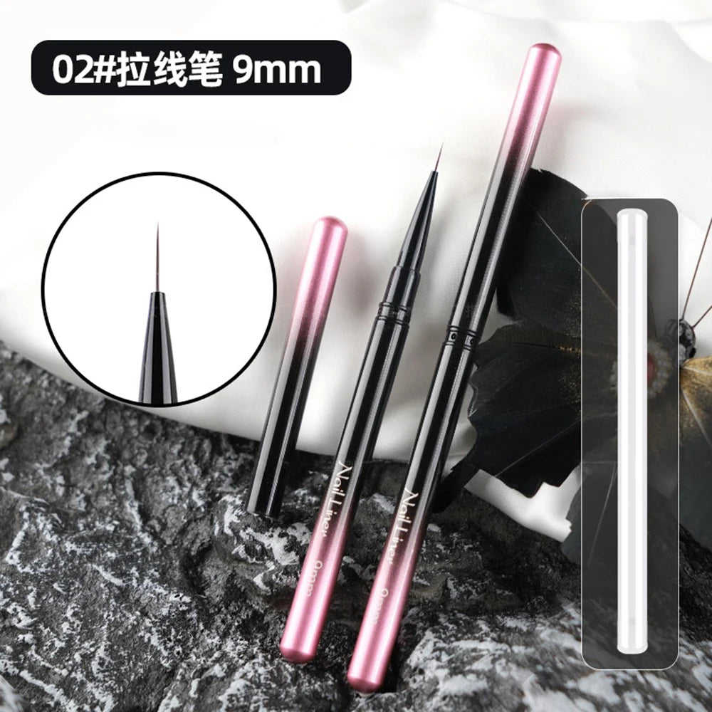 Extra Fine Nail Brushes Liner 6/9/12/15/18mm Design Brushes for Gel Painting Thin Long Lines Details Drawing Pen DIY Line Pen