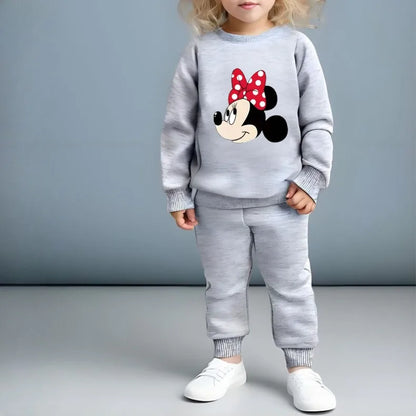 Baby Girls Long Sleeve Pullover and Trousers Two Piece Sets DISNEY Fall Children's Hoodies Set Kids Casual Sweatsuits New