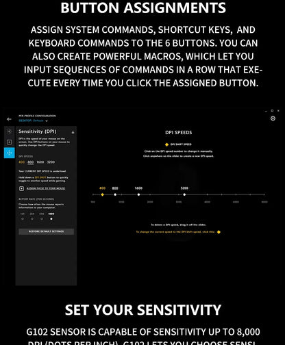 Logitech G102 Lightsync Gaming Mouse with 1ms Response Time for Esports Gamers