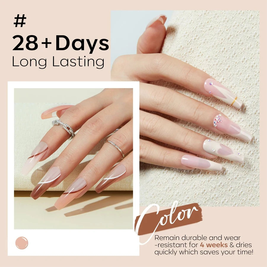 6Pcs Gel Nail Polish Set Milk Tea Popular Color UV Lamp Nail Gel for Nail Art Easy Apply & Soak Off DIY Home Manicure Salon Use