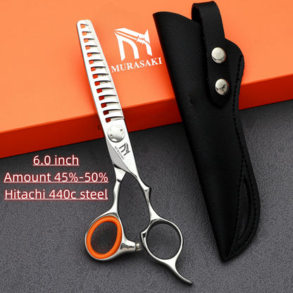 MURASAKI 6.0 inchhair thinning scissors，Professional Barber Accessories，Made by Hitachi 440C Steel，High-end Hair Cutting Tools