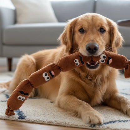Simulated Sausage Plush Chew Toy for Dogs: Press-to-Squeak with BB Sound, Durable Chew-Resistant & Self-Play Boredom Relief Toy