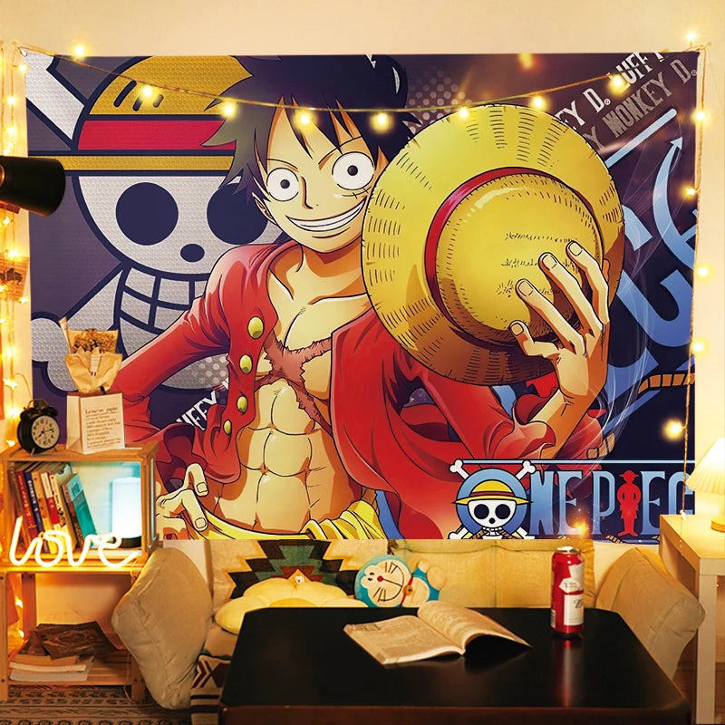 One Piece Luffy Anime Wall Tapestry – Room Decor 🏴‍☠️🖼️