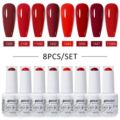 Arte Clavo 8Pcs/Set Gel Nail Polish Set 15ml Colorful Semi Permanent For Manicure Varnish Soak Off UV LED Nail Art Gel Kits