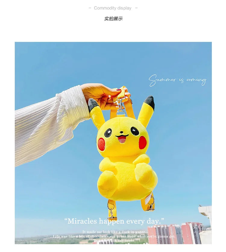 30cm Pokemon Fashion Japanese Anime Fun Cartoon Small Bag Pikachu Plush Doll Backpack Girl Cute Pikachu Plush Backpack