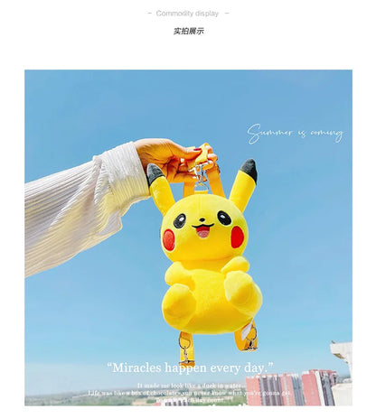 30cm Pokemon Fashion Japanese Anime Fun Cartoon Small Bag Pikachu Plush Doll Backpack Girl Cute Pikachu Plush Backpack