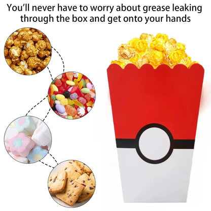 Pokemon Popcorn Box Birthday Decor Pikachu Gift Box Poke Ball Cookies Chocolate Candy Box Baby Shower Kids Gifts Party Supplies