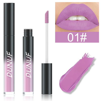 DUNUF 32 Color Matte Liquid Lipstick: Bold Pigment Non-Stick Lip Glaze
