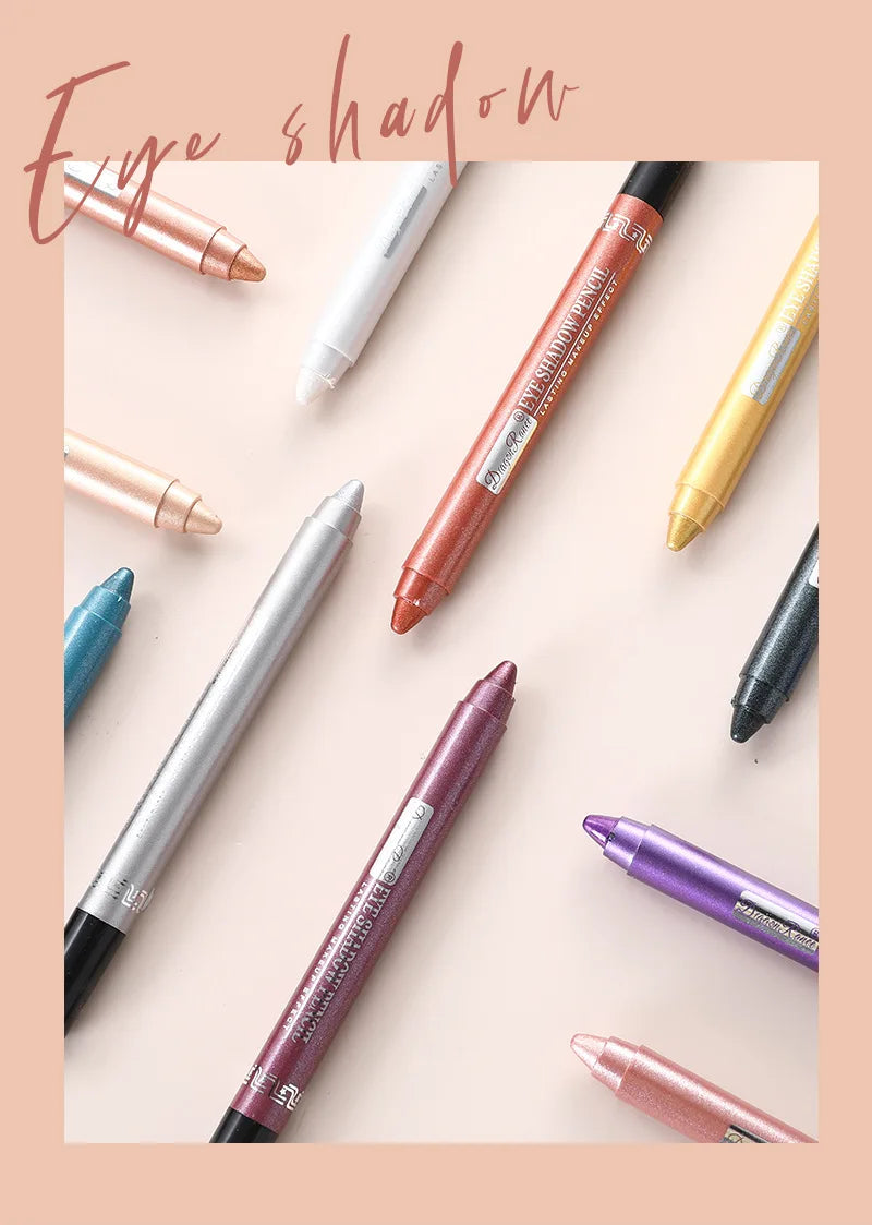 Metallic Blue Pearlescent Eyeshadow Pencil Stick Lasting Waterproof Smoky Glitter Grey White Purple Eye Shadow Highlighter Pen