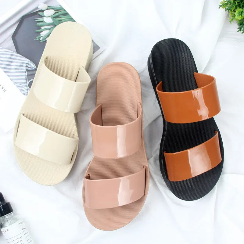 Korean Style Summer Roma Sandals With Thick Bottom And Soft Sole Simple Mom Shoes Jelly Beach Slippers Casual Women's Shoes