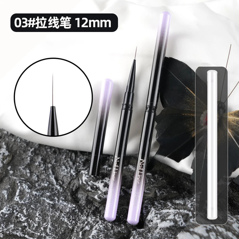 Extra Fine Nail Brushes Liner 6/9/12/15/18mm Design Brushes for Gel Painting Thin Long Lines Details Drawing Pen DIY Line Pen
