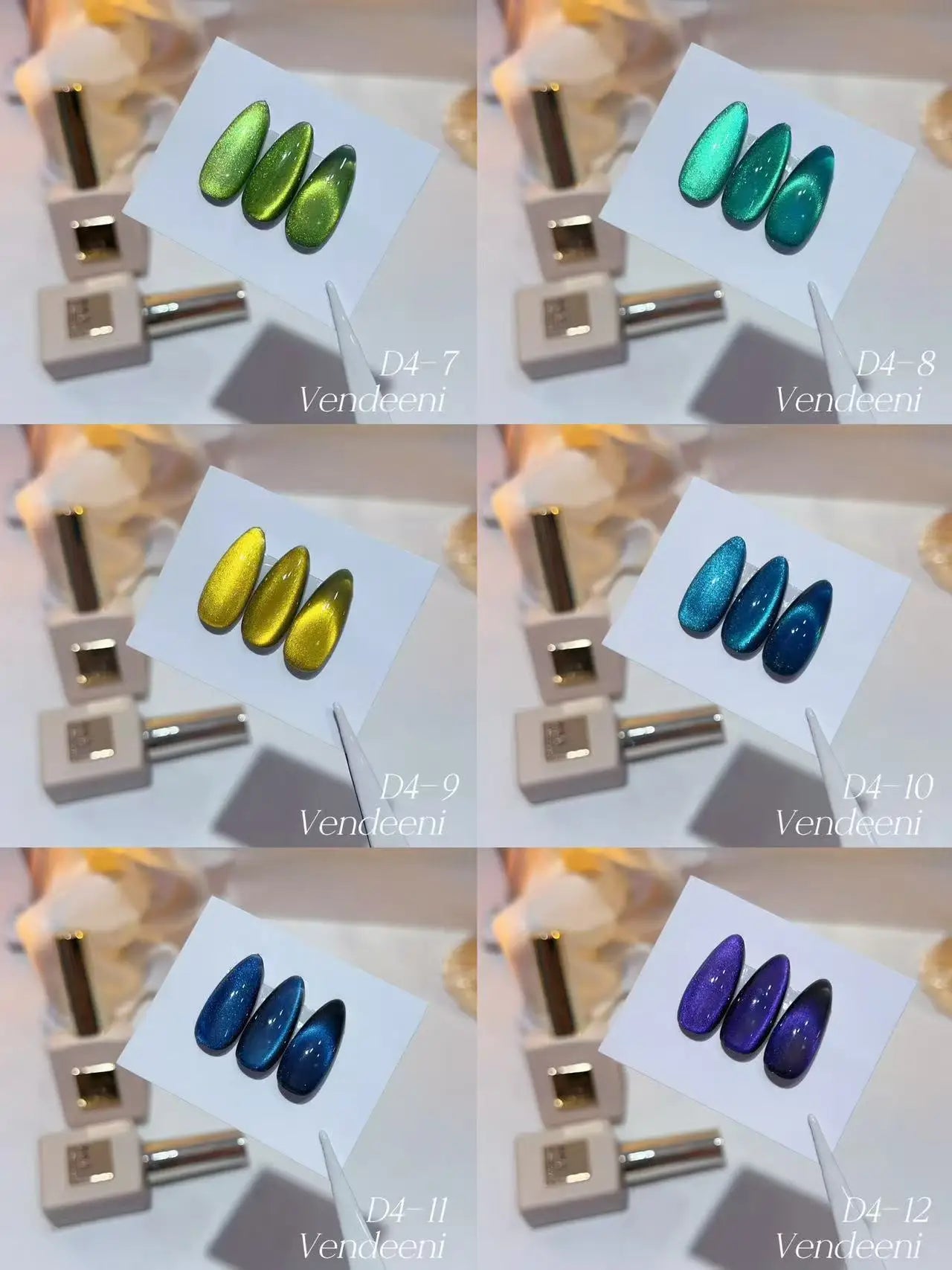 VENDEENI Multicolor 12 colors moonlight cat eye nail gel set Nail Nalon 2025 New hot sale nail art Non-toxic uv gel Wholesale