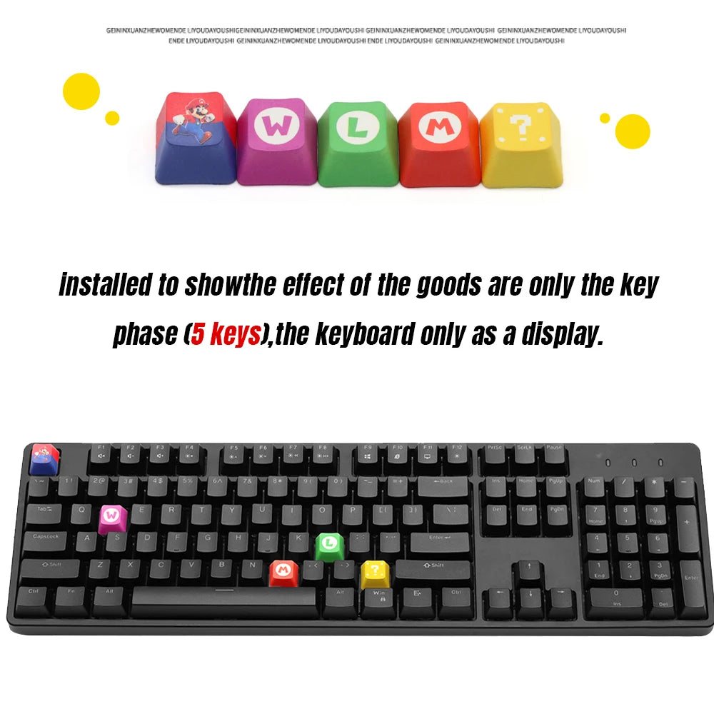 OEM Profile PBT Keycaps (5pcs) for MX Mechanical Gaming Keyboard – Mario Style