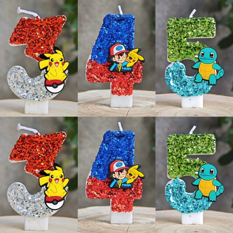 Cute Pokemon Monster Candle Kids Birthday Cake Decoration Cartoon Anime Figure Supplies Party Accessories Christmas Gifts