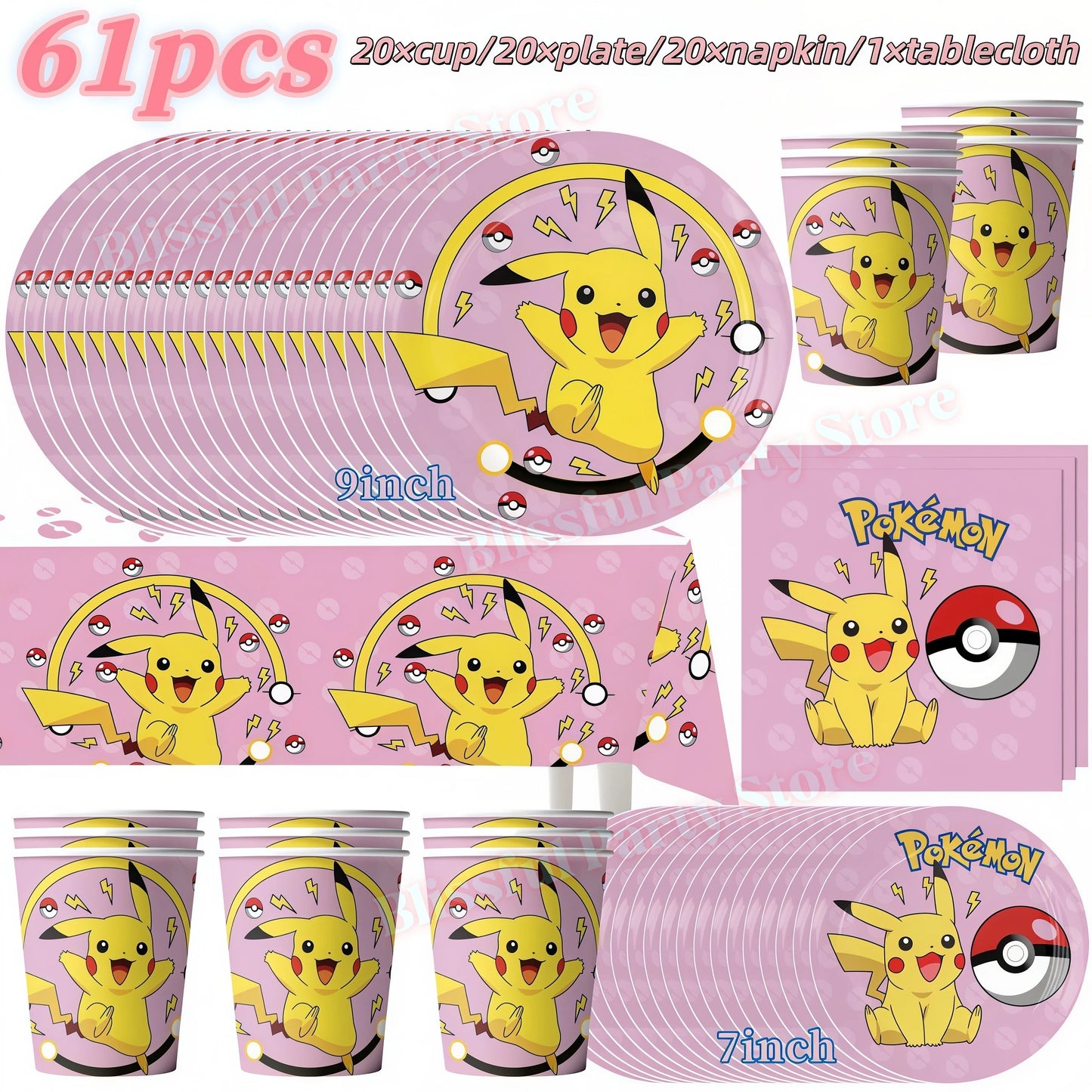 Pokemons Birthday Party Decoration Lightning Pikachu Balloon Tableware Kit Cup Plate Gift Bag Kid Favor Gift Baby Shower Supplie