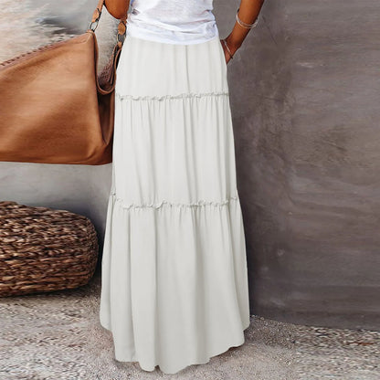 Women’s Boho Maxi Skirt: High-Waisted A-Line Tiered Long Skirt