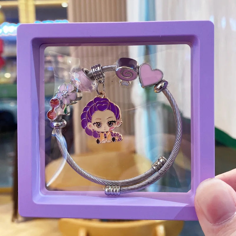 Hot 4Pcs Cartoon Anime Bracelet Set, High-Value Exquisite Bangles Ideal Children's Day Gift for Boys Girls Kids