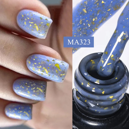 7ml Milk White Rubber Base Gel Silver Gold Pink Foils Glitter Base Coat Semi-Permanent Nail Art Gel Varnish For Nails Manicure