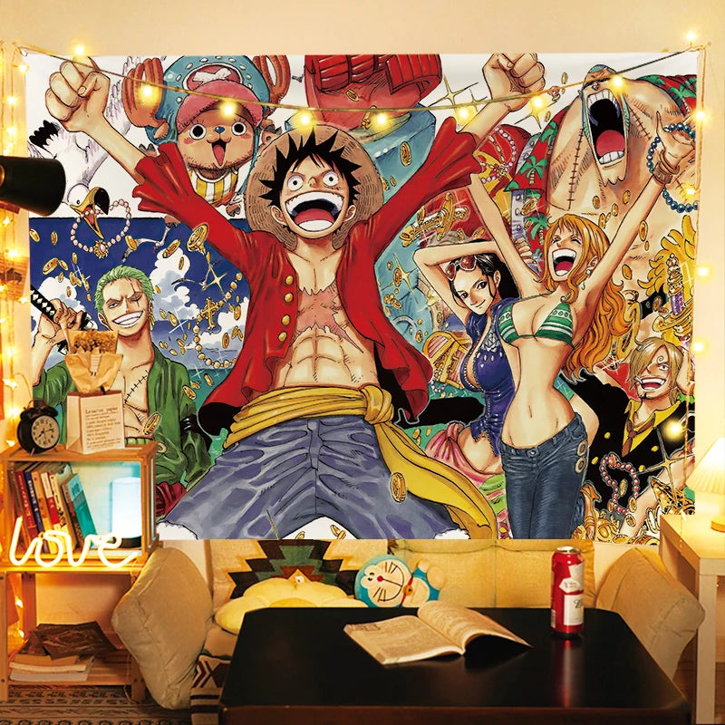 One Piece Luffy Anime Wall Tapestry – Room Decor 🏴‍☠️🖼️