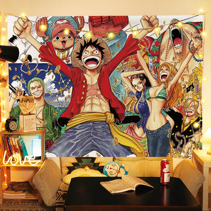 One Piece Luffy Anime Wall Tapestry – Room Decor 🏴‍☠️🖼️