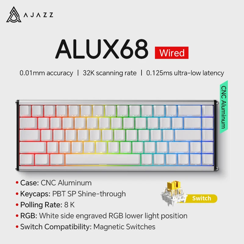 AJAZZ AK680 MAX/V2 Mechanical Keyboard HE Hall Effect Switch 60% 8k/1K RGB Wired/Wireless Gaming Rapid Trigger Magnetic Keyboard