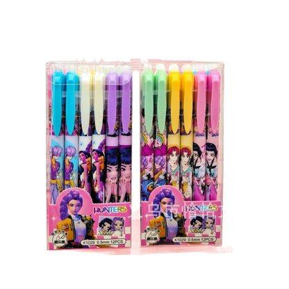 NEW Anime Girls  0.5mm Erasable Gel Pen - Refillable & Retractable Black Ink Friction Pen for School Office Supplies