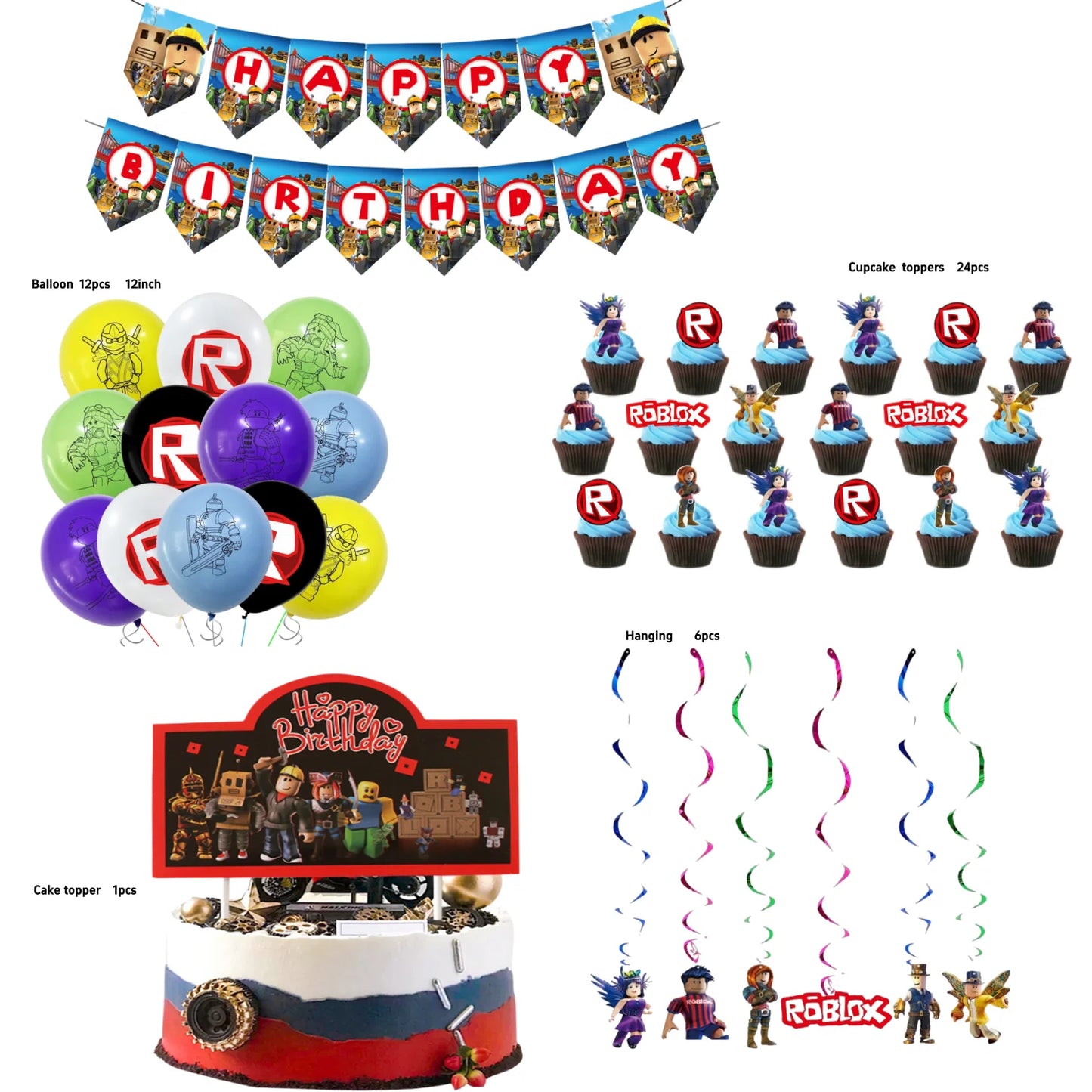Roblox Boy Kids Set Birthday Party Decorations Tableware Tablecloth Cup Plate Napkin Bags Baby Shower Roblox Party Favor Kits