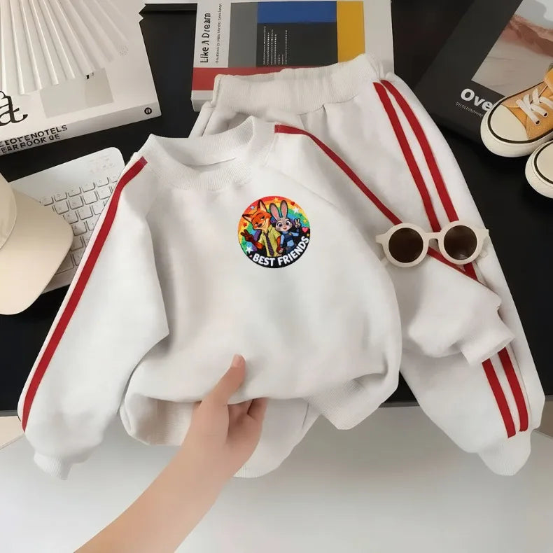 2026 Spring Boys and Girls Long Sleeve Clothes Sets Kids O Neck Hoodies and Long Pants 2pcs Suit Children Casual Sweatshirts Set