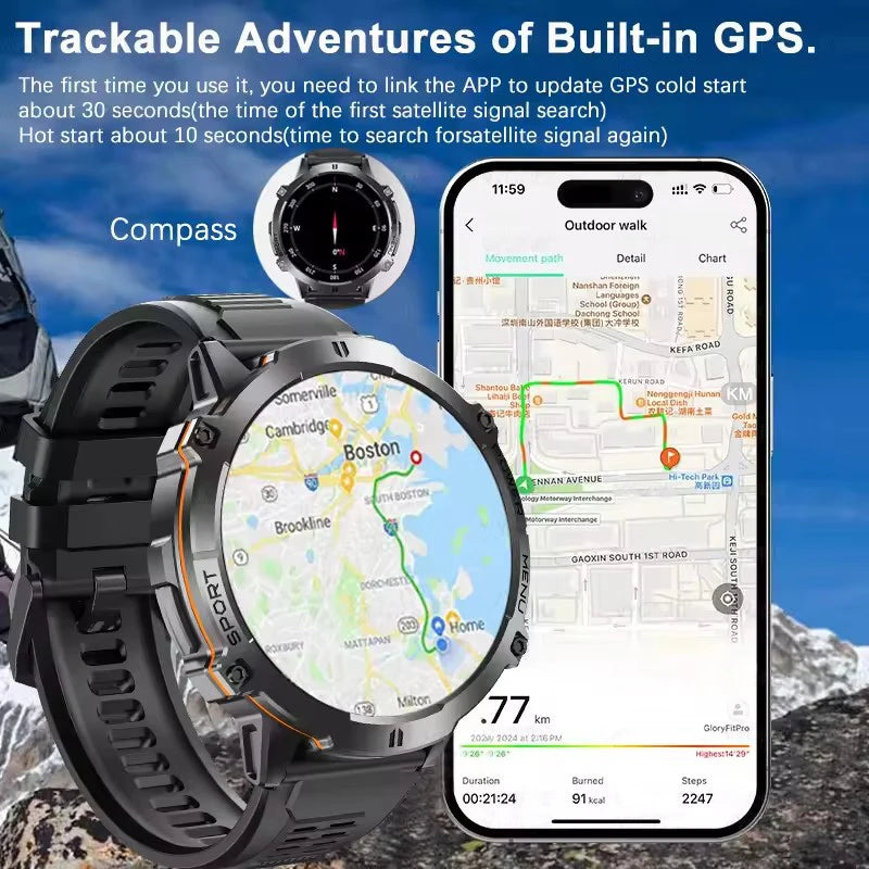 TANK X3 Smartwatch – GPS, BT Call, Compass & 5ATM Waterproof