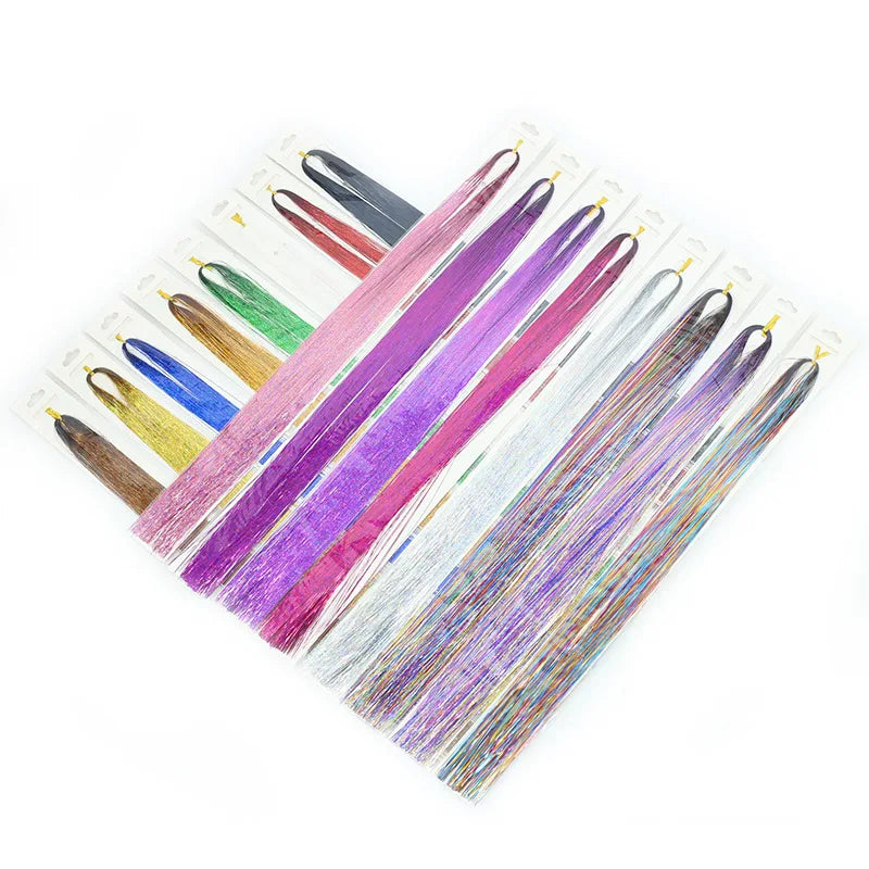 Shiny Sparkle Hair Tinsel Kit Rainbow Women Colorful Glitter Bling Hair Extension Twinkle Hair Dazzles Accessories for Braiding
