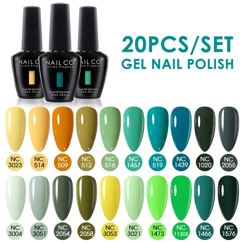 NAILCO 15ml 30/20/10pcs/Set UV Gel Nail Polish Semi Permanent Esmalte Vernis LED Gel Varnish Soak Off Nail Art All For Manicure
