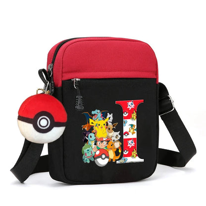 Cute Pokemons Letter A-Z Chest Packs Anime Pikachus Boy Girl Daily Travel Phone Pouch Shoulder Bag Outdoor Sport Crossbody