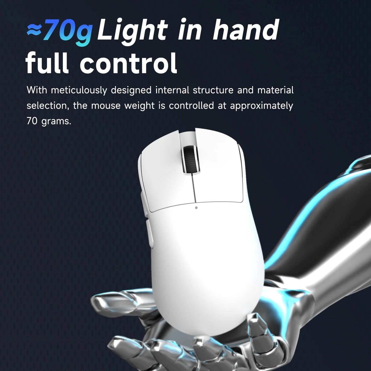 AJAZZ NJ08 Tri-Mode Wired/2.4G/Bluetooth Gaming and Office Mouse with RGB Lighting and Lightweight Design